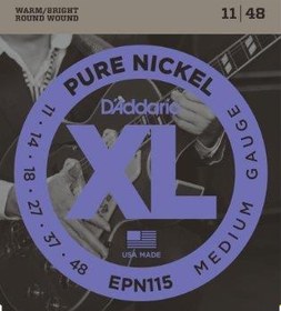 Resim D'Addario EPN115 XL Pure Nickel Elektro Gitar Tel Seti - 11-48 Blues/Jazz Rock (Profesyonel) | %100 Saf Nikel Sargı, 50'lerin Vintage Sıcak Tonları ve Yumuşak Çalım Hissiyatı 