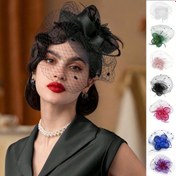 Resim 1 Adet Vintage 1920'ler ve 1950'ler Tarzı Tül Peçe Detaylı Pillbox Fascinator Şapka - Elastik Bantlı, Kadınlar İçin Düğün & Çay Partisi Aksesuarı, El Yapımı Kurdele Detayı, Çok Renk Seçeneği, Göz Alıcı Kontrast Tasarım 