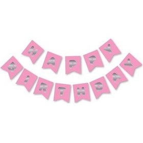 Resim Pembe Gümüş Happy Yaldızlı Banner 