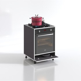 Resim Kenzlife Ankastre Modülü Kabini Radon Gri Fırın Ocak Dolabı Kapaklı Ayaklı 