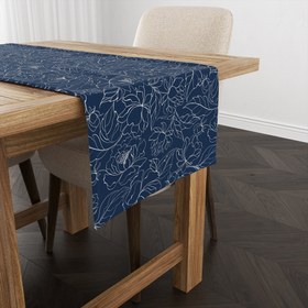 Resim Drawing Garden Navyblue Runner Örtü 