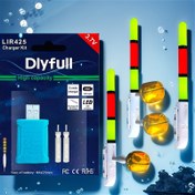Resim 2 adet Çubuk Ucu Işıkları + Lir425 şarj edilebilir pil Şarj cihazı kiti Uygun Gece balıkçılığı elektronik olta ucu ışıkları Zil kanca tespiti için kullanılır, renk değiştiren uçlar, döküm, parlayan çubuklar, kıyı balıkçılığı alarmları parlak yüzer 