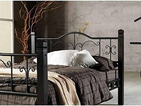 Resim Argimo Yakamoz Tek Kişilik Ferforje Tarz Ahşap Metal Siyah Karyola (120x200) 