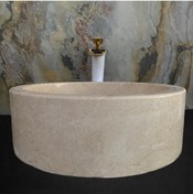 Resim SİPAHİMARBLE Bej Mermer Kalın Kenar Silindir Lavabo 