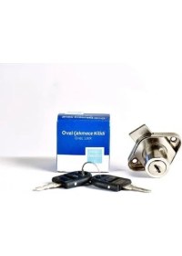 Resim Genel Metal Çekmece Kilidi, Oval Std, Modern Stil, Manuel Kontrol, Metal Gövde, 8.0 x 4.0 x 2.5 cm 