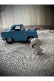 Resim SHHOBİ Sevimli Dil Çıkaran Mini Kaniş köpeği Torpido Dikiz Aynası Süsü Figür - Bişon Çuha Köpeği Dekor 