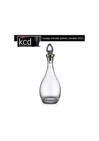 Resim Kcd Soprano Platin Dekor Yaldızlı Desenli Kapaklı Cam Şişe Sürahi 