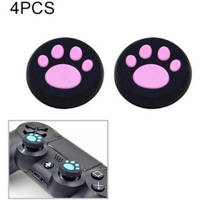 Resim 4 Adet Sevimli Kedi Pençesi Silikon Koruyucu Kapak Ps4 / Ps3 / Ps2 / Xbox360 / Xboxone / Wııu Gamepad Joystick Pembe 