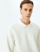 Resim Polo Yaka Şardonlu Pamuk Karışımlı Basic Baskılı Sweatshirt 