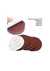 Resim 115Mm Cırtlı Zımpara Seti 20 Parça 40 180 1000 2000 Kum Aleminyum 