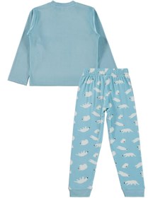 Resim Dorka Golsut Kutup Ayısı Basıklı 3-11 Yaş Pijama Takımı - Mavi - Açık Mavi / 5-6 Yaş 
