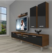 Resim Decoraktiv Eko 5220d Mdf Krom Ayaklı Tv Ünitesi Tv Sehpası - Ceviz - Siyah 