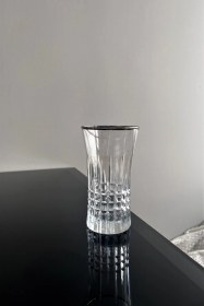 Resim Paris El İşçiliği Gümüş Şeritli 6'lı Meşrubat Bardağı 300 Cc - Dekoratif Cam Sunum Seti Şeffaf 