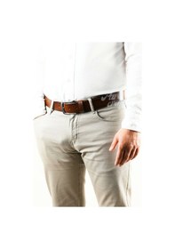 Resim Parscraft Hakiki Manda Derisi Erkek Kemer 4 CM Taba Kot Kumaş Kemeri Çok Renkli 