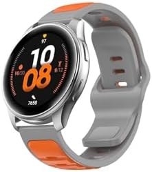 Resim Samsung Galaxy Watch 3 45 mm-Galaxy Watch 46 mm İle Uyumlu Çift Renkli Yumuşak Dokulu Silikon Kordon Gri-Turuncu 