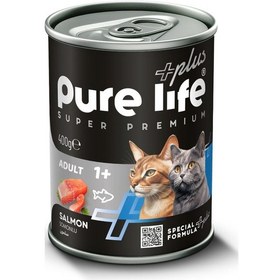 Resim Purelife Plus Somonlu Yetişkin Kedi Konserve Mama 400gr 