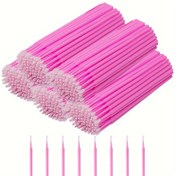 Resim 500 adet Mikro Aplikatör Fırça, Pembe Kirpik Uzatma Tek Kullanımlık Maskara Çubukları, Dövme Pigmenti Sürme Fırçaları Makyaj ve Temizlik İçin, Kişisel Bakım ve Güzellik Salonu Kullanımı İçin Uyumlu 