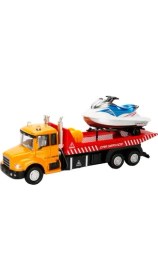 Resim Maxx Wheels Sesli ve Işıklı Model Araçlar - Kırmızı Kabin Tır-Helikopter 