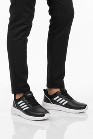 Resim WALKWAY Siyah Beyaz Bağcıklı Hafif Esnek Erkek Spor Ayakkabı Nereus M 