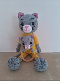 Resim Amigurumi İkili Kedi Set Oyuncak 