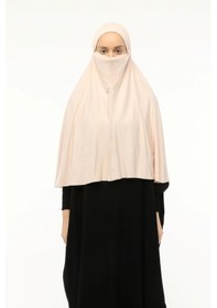 Resim Altobeh Hazır Türban Peçeli Pratik Eşarp Tesettür Nikaplı Hijab - Namaz Örtüsü Sufle 3xl - Bej BEj 