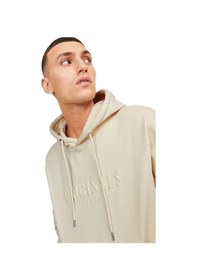 Resim Jack & Jones Erkek Kapüsonlu Gögüs Logo Baskili Sweatshirt Beyaz 