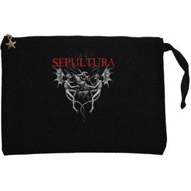 Resim Sepultura Angel Siyah Clutch Astarlı Cüzdan / El Çantası - Siyah 