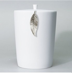 Resim Leaf Çöp Kovası Beyaz Gümüş Beyaz 
