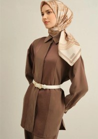 Resim Armine Klasik Desenli Saf İpek Twill Eşarp 9333d 04 BEj 