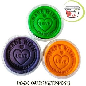 Resim Doğal Oyun Hamuru - Eco Cup- 3'lü Ara Renkler Mor - Yeşil - Turuncu 3x125gr 
