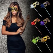 Resim Nessiworld Lüks Taşlı Saplı Maskeli Balo Maskesi Beyaz Renk 35 cm 