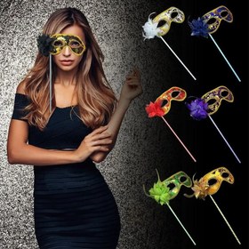 Resim Nessiworld Lüks Taşlı Saplı Maskeli Balo Maskesi Beyaz Renk 35 cm 