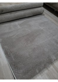 Resim Arbese Kesme Yolluk Kaymaz Taban Yumuşak Peluş Halı Koyu Vizon Kyvznpls 