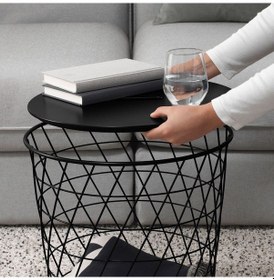 Resim Saklama Bölmeli Sehpa, Siyah, 44 Cm Siyah 