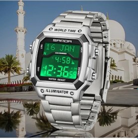 Resim Oldfriend Sanda Erkek Kare Dijital Kadran Çelik Kordon Alarm Kronometre Tarih Fonksiyonlu Pil Gücünde Gümüş Siyah Erkek Kol Saati Diğer 