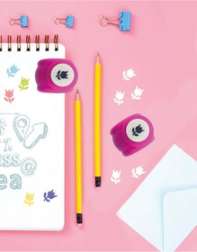 Resim Kağıt Gemi Dükkan Pembe Lale Desenli Mini Delgeç 