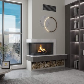 Resim 160 cm Sol Camlı Asansörlü Şömine Haznesi 