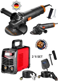 Resim DYNAMİC MAX 2'Lİ Set Bakır Sargı Spiral Avuç Içi Taşlama Makinası-200 Amper Hava Soğutmalı Kaynak Makinesi Pro 