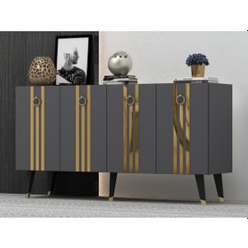 Resim 150 CM IŞIL KONSOL ANTRASİT-ALTIN 