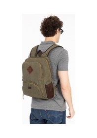 Resim Necati Çanta Unisex 14 İnç Laptop Bölmeli Su Geçirmez Kanvas Sırt Çantası Yeşil 