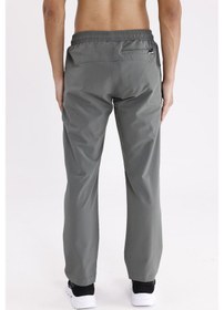 Resim Yan Fermuarlı Cep Diz Dikiş Detaylı Düz Paça Esnek Bel Spor Görünümlü Eşofman Altı Green 