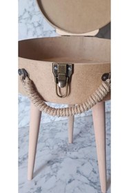 Resim BENGİ TİCARET Hobi 90190 Adn Bavul Yuvarlak Fiskos Sehpa HAM Ahşap Mdf Kutuda Sevk El Yapım 