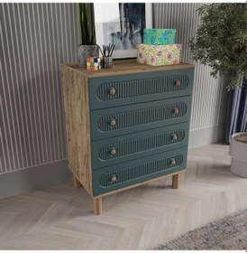 Resim Soho 4 Çekmeceli Şifonyer - Mdf Kapak Yeşil 