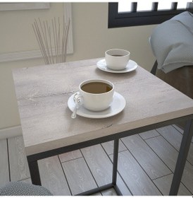 Resim Pure Yan Sehpa & Servis Sehpası Metal Deniz Meşe / Metal Ayaklı 