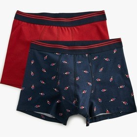 Resim Koton Skinny Fit Yılbaşı Temalı Pamuklu 2'li Boxer Seti Kırmızı 5wlm90091mk Kırmızı 