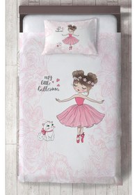 Resim Mekta Home Bebek Ve Çocuk Odası Balerin Kız Ve Kedi Desenli Motifli Yatak Örtüsü Renkli 