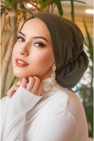 Resim Aişe tesettür Haki Çağla Hazır Türban 