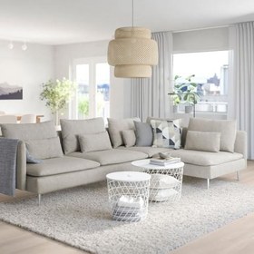 Resim 4'lü köşe kanepe, viarp Bej-kahverengi, tek kolçaklı 