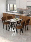 Resim Azra 70x110cm Efes Mutfak Masası, Mutfak Masası Takımı, Yemek Masası, 4 Kahverengi Sandalye Kahverengi 
