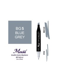 Resim Çift Uçlu Marker Grafik Çizim Kalemi Bg5 Mavimsi Gri 
